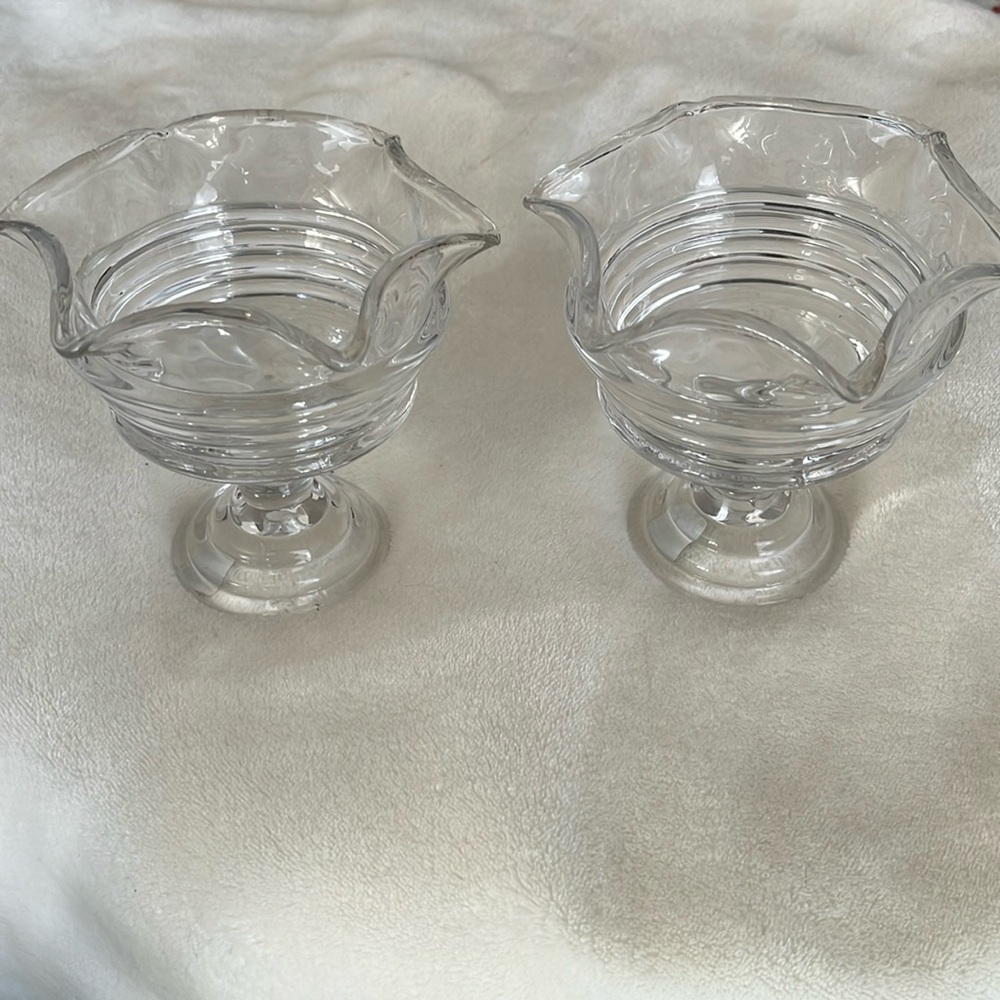 Pair Partylite sundae pillar candle holders.